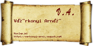 Várkonyi Arnó névjegykártya